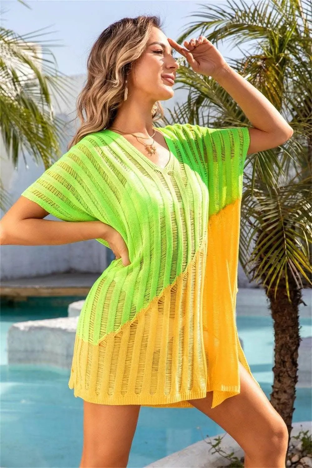 Vibrant sheer beach cover-up - Love Salve